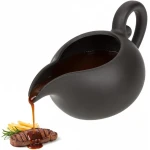 Porcelain sauskom - sauskan - serveerschalen - vetafscheider - roestvrij - BBQ accessoires - keuken benodigdheden