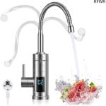 RFWR® Slimme elektrische warmwaterkraan met doorstroomboiler, 220V en 3000W voor keuken, tuin, badkamer en camping