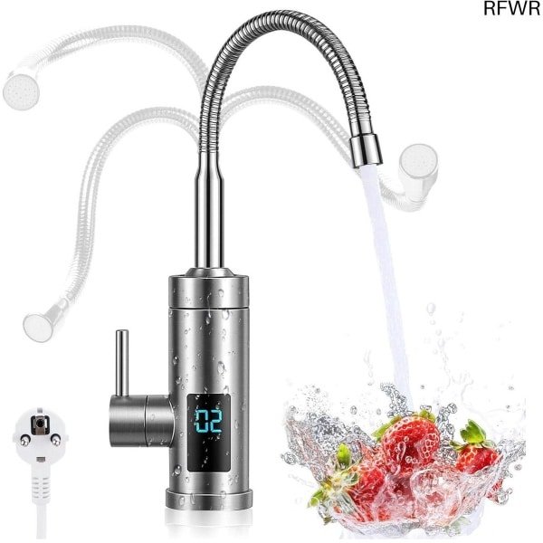 RFWR® Slimme elektrische warmwaterkraan met doorstroomboiler, 220V en 3000W voor keuken, tuin, badkamer en camping