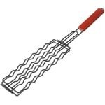 RVS Hotdog Grill Mandje met Houten Handgreep Worstjes Grillrek Barbecue Accessoires voor Keuken Kamperen