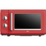 Retro Magnetron - Compacte Magnetron - Vintage Magnetron - Keuken Magnetron - Elektrische Magnetron - 20 Liter Inhoud - 700 Watt Vermogen - 6 Stands - Timer Met Eindsignaal - Rood Met Verchroomde Knoppen