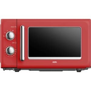 Retro Magnetron - Compacte Magnetron - Vintage Magnetron - Keuken Magnetron - Elektrische Magnetron - 20 Liter Inhoud - 700 Watt Vermogen - 6 Stands - Timer Met Eindsignaal - Rood Met Verchroomde Knoppen