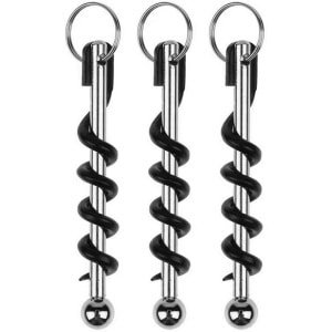 Roestvrijstalen Flesopener Sleutelhanger - Draagbaar - Rode Wijn - Thuis Keuken Reizen - Camping Accessoire - Geschikt voor Rugzak - Zilverkleurig