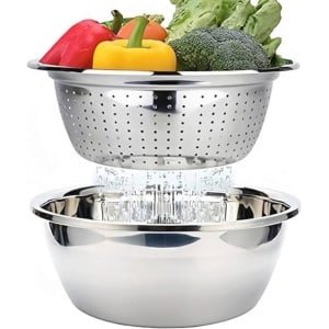 Roestvrijstalen Vergiet met Mengkom - 26cm Keuken Accessoire voor Voedsel Voorbereiding