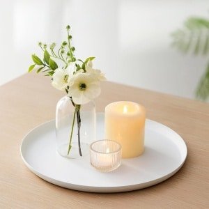 Ronde Metal Candle Plate 28cm Wit - Decoratief Tafel Accessoire voor Woonkamer en Keuken