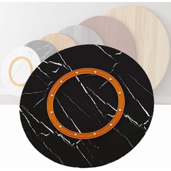 Roterend Dienblad - Draaitafel Keuken - Eettafel Accessoire - Massief Hout Ontwerp - 60 cm Diameter - Zwarte Strepen