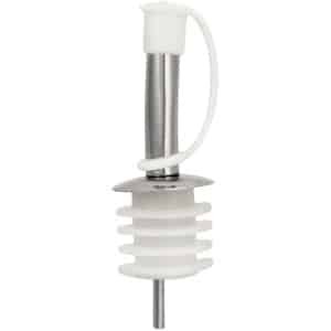 Schenktuit - Schenkdop voor op fles - Flesstop met schenker - Wijn / olie schenker - Pour spout - RVS - Druppelvrij doseren - Met dopjes - Keuken / bar accessoires - Wit - Jonyx