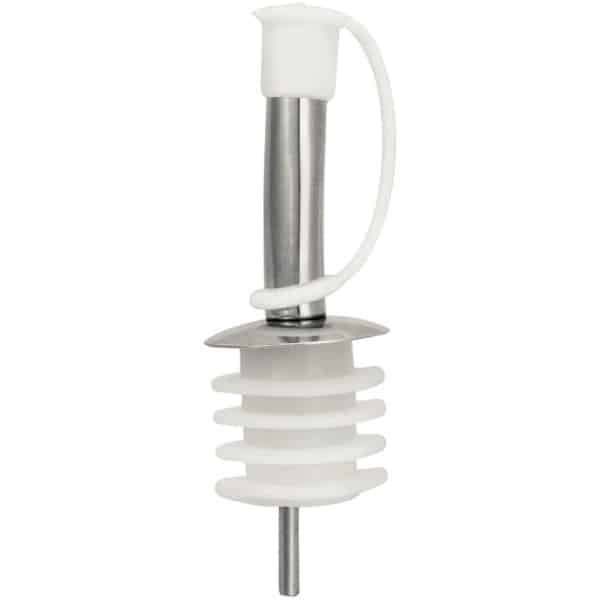 Schenktuit - Schenkdop voor op fles - Flesstop met schenker - Wijn / olie schenker - Pour spout - RVS - Druppelvrij doseren - Met dopjes - Keuken / bar accessoires - Wit - Jonyx