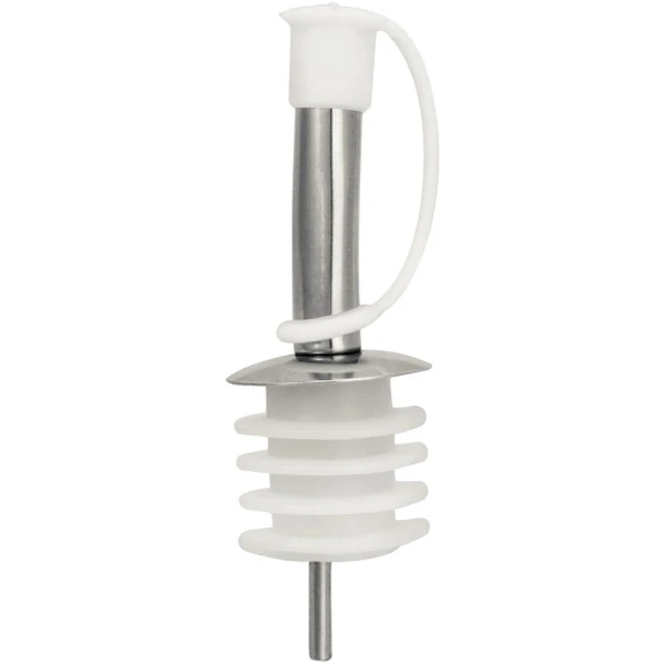 Schenktuit - Schenkdop voor op fles - Flesstop met schenker - Wijn / olie schenker - Pour spout - RVS - Druppelvrij doseren - Met dopjes - Keuken / bar accessoires - Wit - Jonyx
