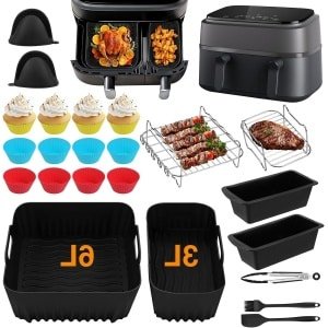 Set van 28 Accessoires voor Airfryer, Inclusief Siliconen Mallen, Grillrooster en Bakvormen, Geschikt voor 6L en 3L Modellen, Keuken Essentials voor Gezond Koken