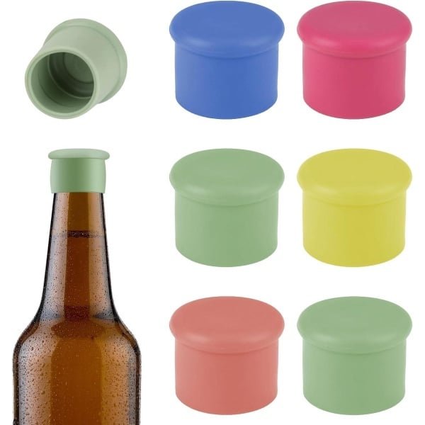 Set van 6 ronde doppen voor flessen wijn, bier en champagne - herbruikbaar en luchtdicht - keuken accessoires