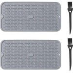Silicone Dewatering Pads - 2 Stuks - en 2 Schoonmaakborstels - Plate Drainage Pad - Multifunctionele Isolatie Pads voor Potten - Keuken Accessoires