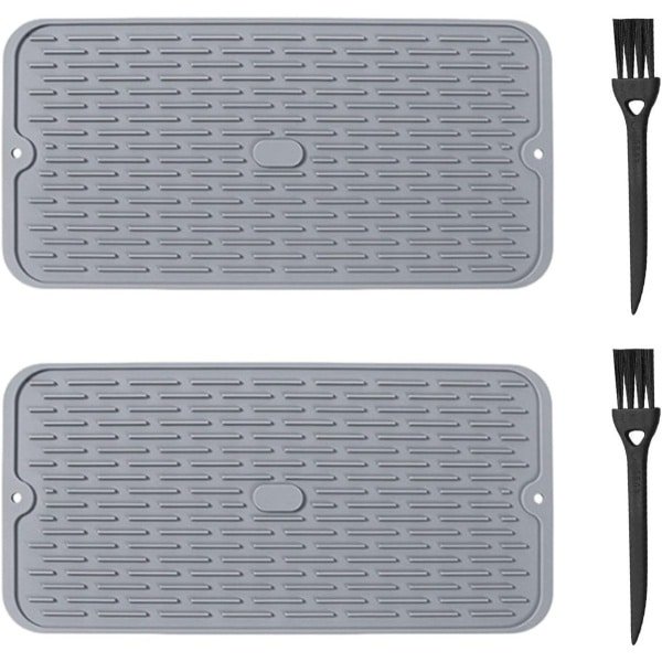 Silicone Dewatering Pads - 2 Stuks - en 2 Schoonmaakborstels - Plate Drainage Pad - Multifunctionele Isolatie Pads voor Potten - Keuken Accessoires
