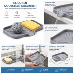 Siliconen Gootsteen Organizer met Afvoer - Keuken Dienblad voor Spons, Zeep & Scrubber - Spoelbak Accessoire - Aanrecht Organizer Grijs