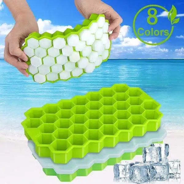 Siliconen Ice Dienblad met deksel Honingraat Ice Cube Mold Ice Cube Making Tool Keuken Accessoires Mold Tray Cube Dienblad -Rood