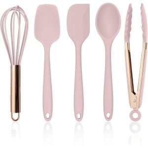 Siliconen Kookgerei Set - Keukengerei Set Keuken Gadgets - Koken en Bakken - Beschermt Anti-aanbaklaag - 28 cm - Roze