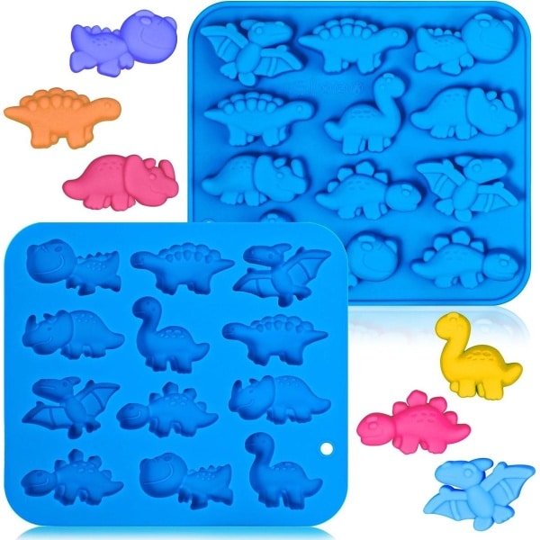 Siliconen bakvorm dinosauriërs - 2 stuks - voor bonbons, chocolade, snoepjes - Dino vormpjes - Geleivorm - Keuken accessoire