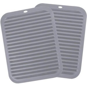 Siliconen onderzetter, hittebestendig 30x23 cm, keuken accessoires, krasbestendige mat, grijze onderzetters (set van 2)