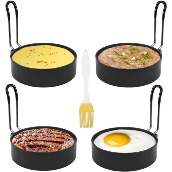 Spiegeleivormen Set - Keuken Accessoires - Ontbijt Maken - Roestvrij Staal - Zwart