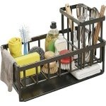 Spoelbak Organizer - Keuken Accessoire - Keuken Opbergen - Stabiel Koolstofstaal - 24 x 14 x 5 cm - Zwart