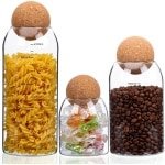 Store_9 - Glazen voorraadpotten - Voorraadpot set - Keuken accessoires - 3x glazen potten met kurken deksels - Perfect voor kruiden en suiker - Ele...