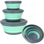 TOVBMUP Opvouwbare kommen - 3-pack - Draagbaar siliconen bestek - Kampeeruitrusting - Rond - Fruitsalade kampeerbestek - Geschikt voor kamperen, wandelen, keuken, school - Accessoires en gadgets voor kamperen in de buitenlucht