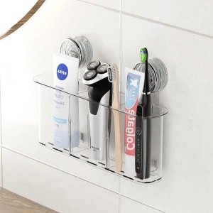 Tandenborstelhouder met Zuignap - Groot formaat, geschikt voor Elektrische Tandenborstels - Houder Zonder Boren - MAX Houdt 6 KG - Altijd Verwijderbaar - Badkamer Organizer voor Keuken en Slaapkamer