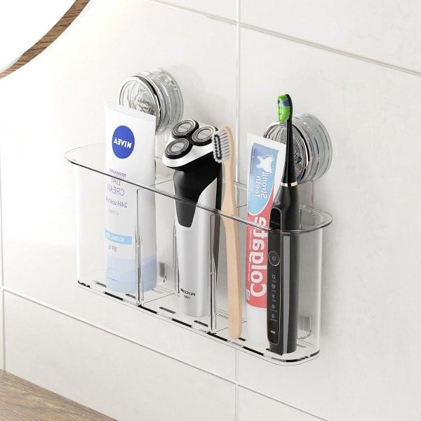 Tandenborstelhouder met Zuignap - Groot formaat, geschikt voor Elektrische Tandenborstels - Houder Zonder Boren - MAX Houdt 6 KG - Altijd Verwijderbaar - Badkamer Organizer voor Keuken en Slaapkamer