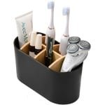 Toothbrush Houder - Elektrische Tandenborstel Houder - Multifunctionele Bamboe Pot voor Kantoor Woonkamer Keuken (Zwart)