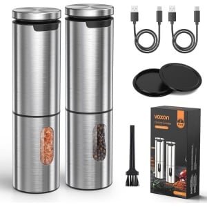 USB-oplaadbare zout- en pepermolenset met instelbare maalgraad - Elektrische kruidenmolen met LED-verlichting voor keuken en BBQ
