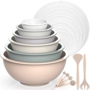 Unyqoos ® Veelzijdige Mengkommen Set met Deksel en Accessoires voor Keuken Gemak