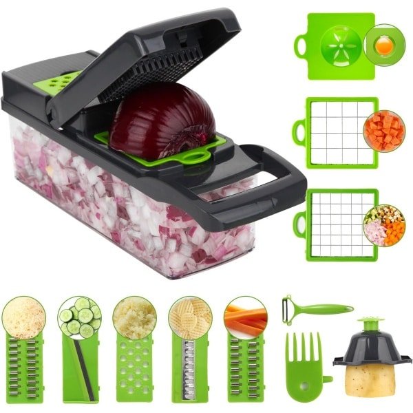 Unyqoos® Multifunctionele Groentesnijder met Diverse Messen en Accessoires voor Keuken