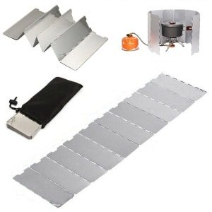 VT Goods - Aluminiumlegering Platen - Inklapbaar Windscherm - Zilver - Gasfornuis Camping - Outdoor Keuken Accessoire - Geschikt voor Kamperen - 10 ..