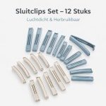 Vershoudclips 12-delig - Sluitclips voor Zakjes & Verpakkingen - Luchtdicht Afsluiten - Herbruikbaar - Vaatwasserbestendig - Keuken Accessoires