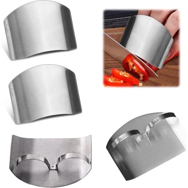 Vingerbeschermer - 4stuks - Vaatwasserbestendig - RVS - Extra Stabiel - RVS Vinger Beschermer - Vinger Snij Beschermer - tijdens het Snijden van Groente - Ideale Keuken Accessoire