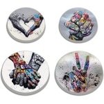 Walarky Graffiti Ronde Metalen Kookplaat Covers 4-Stuk Kachel Plaat Kookplaat Covers Voor Elektrische Fornuizen Top Brander Gas Range Oven Protector Keuken Accessoires Keuken Accessoires Moderne