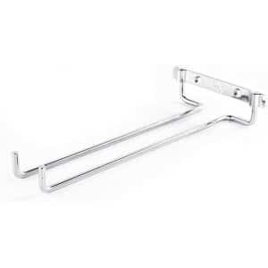 Wandgemonteerde wijnkopjeshouder van chroom, enkele rij, ideaal voor keuken en thuisbar, stijlvolle decoratie voor glazen en accessoires