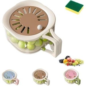 Waskom Zeefmand - Keuken Accessoire - Fruit Groente Wassen - 2-in-1 Afvoer Mand - Compact Formaat - Blauw