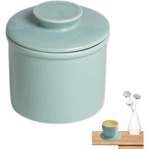 Waterboterschaal Keramiek - Boterhouder Vloot - Keuken Accessoire - Waterdicht Ontwerp - 9.7 x 10.5 cm - Lichtblauw