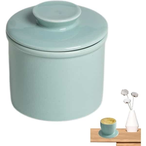 Waterboterschaal Keramiek - Boterhouder Vloot - Keuken Accessoire - Waterdicht Ontwerp - 9.7 x 10.5 cm - Lichtblauw