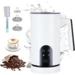 Witte 5-in-1 elektrische melkschuimer - Automatisch schuimen van warme en koude melk - Verwarmt en schuimt voor latte, cappuccino en warme chocolademelk - Stil, veilig & gemakkelijk schoon te maken - Geschikt voor elke keuken