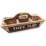 Woodart Houten Theebak met Handvat - Natural - 28x12 cm - Thee Organizer - Thee Opbergbox - Keuken Accessoire