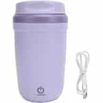 Zelfroerende mok, 350 ml/12 oz, oplaadbare roestvrijstalen elektrische koffiemok, geschikt voor melk, cacao, kantoor, keuken, reizen, enz. - Paars