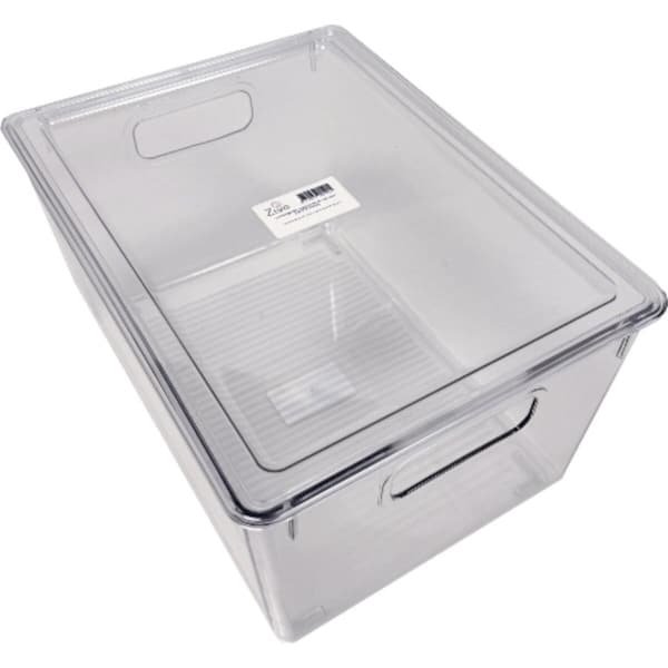 Ziva Refrigerator Organizer Bin C1 met Deksel - Koelkast Opbergbak - 293x210x155mm Afmetingen - Voedsel Opbergbox met Deksel - Keuken Organisatie Accessoire - Transparante Opslagoplossing voor Efficiënte Koelkastorganisatie