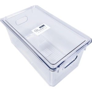 Ziva Refrigerator Organizer Bin C3 met Deksel - Koelkast Opbergbak - 237x133x115mm Afmetingen - Voedsel Opbergbox met Deksel - Keuken Organisatie Accessoire - Transparante Gestructureerde Opslagoplossing voor Efficiënte Koelkastorganisatie