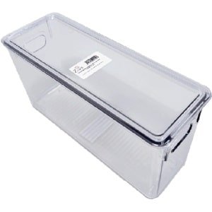 Ziva Refrigerator Organizer Bin C4 met Deksel - Koelkast Opbergbak - 268x95x133mm Afmetingen - Voedsel Opbergbox met Deksel - Keuken Organisatie Accessoire - Transparante Gestructureerde Opslagoplossing voor Efficiënte Koelkastorganisatie