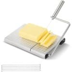 kaassnijder - met Meetschaal - Groenteschaaf - kaasschaaf - vleesschaaf - Cadeautip - Keukengerei - Keuken accessoires - met 4 extra - voor kaas, chocolade, boter,worst ham - zilver