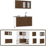 vidaXL Keukenkastenset Kalmar - 4-delig - Bruin Eiken Keuken Kast Set - Houten Keukenkasten - Bruine Eiken Meubels - Opslagoplossing Keuken - Koks Accessoires