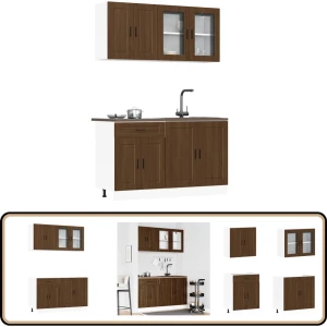 vidaXL Keukenkastenset Kalmar - 4-delig - Bruin Eiken Keuken Kast Set - Houten Keukenkasten - Bruine Eiken Meubels - Opslagoplossing Keuken - Koks Accessoires